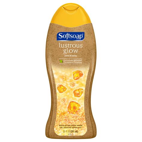 Softsoap Lustrous Glow Amber & Honey Exfoliating Body Wash.